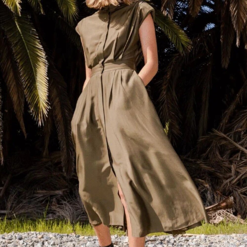 Like New - Heidi Merrick TIA Dress, Green Silk